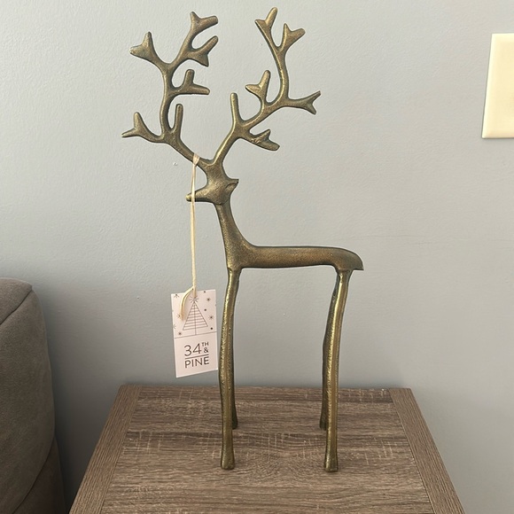 COPY - 34th & Pine Christmas Reindeer Brass Gold Tone Pottery Barn Style NEW - Picture 1 of 6